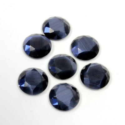 Fiber-Optic Flat Back Stone with Faceted Top and Table - Round 09MM CAT'S EYE GREY