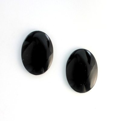 German Plastic Flat Back Buff Top Cabochon - Oval 18x13MM JET