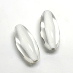 Plastic Bead - Color Lined Smooth Beggar 29x12MM CRYSTAL WHITE LINE
