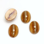 Glass Medium Dome Lampwork Cabochon - Oval 14x10MM BROWN CAT'S EYE