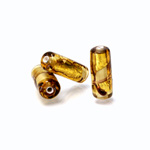 Glass Lampwork Bead - Tube Smooth 16x6MM AMBER with  FOIL 92494