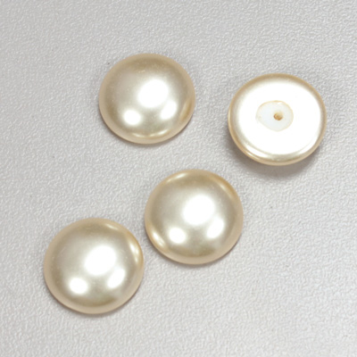 Glass Medium Dome Pearl Dipped Cabochon - Round 14MM CREME