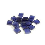 Fiber-Optic Flat Back Buff Top Straight Side Stone - Square 06x6MM CAT'S EYE BLUE