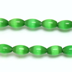 Fiber Optic Synthetic Cat's Eye Bead -  Oval Rice 09x6MM CAT'S EYE GREEN