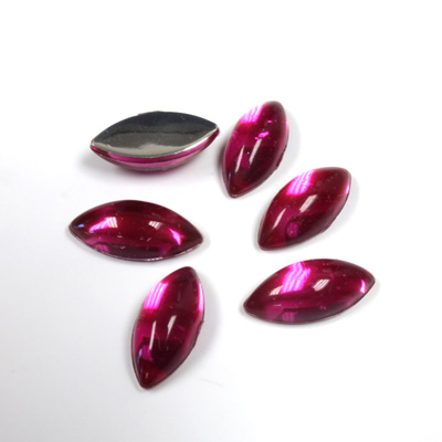 Plastic Flat Back Foiled Cabochon - Navette 15x7MM FUCHSIA