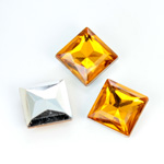 Plastic Point Back Foiled Stone - Square 14x14MM TOPAZ