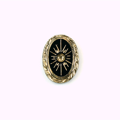 Glass Flat Back Engraved Victorian Intaglio 18x13MM GOLD on JET
