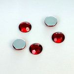 Plastic Flat Back Foiled Rose Cut Rhinestone - Round 09MM RUBY