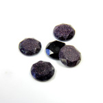 Man Made Flat Back Stone with Faceted Top and Table - Round 08MM BLUE GOLDSTONE