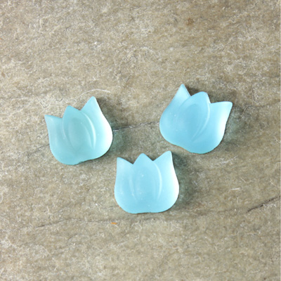 Glass Cabochon - Tulip 09x8MM MATTE AQUA Foiled