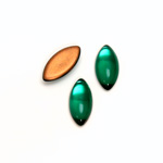 Glass Medium Dome Foiled Cabochon - Navette 15x7MM EMERALD