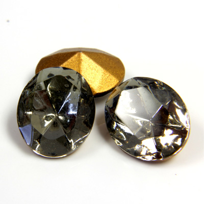 Swarovski Crystal Foiled Point Back Tin Table Cut (TTC) Fancy Stone - Oval 12x10MM BLACK DIAMOND