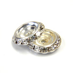 Czech Rhinestone Rondelle Shrag Rivoli Back Setting - Round 20MM outside with 14mm Recess CRYSTAL-SILVER