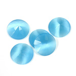 Fiber-Optic Flat Back Cabochon - Rauten Rose Round 12MM CAT'S EYE AQUA