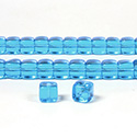 Czech Pressed Glass Bead - Cube 05x7MM AQUA