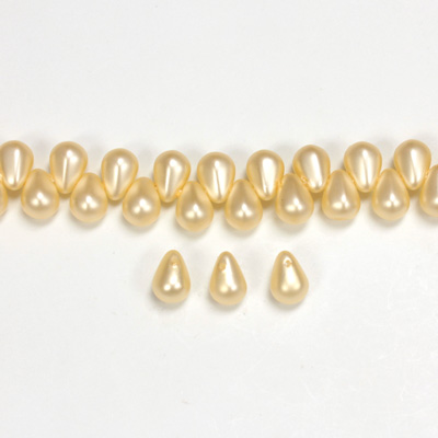 Glass Pendant Pearl Drop 6x4MM MATTE CREME