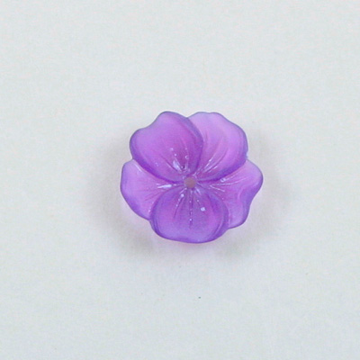 German Plastic Flower with Center Hole - 5-Petal Round 14MM MATTE DARK AMETHYST