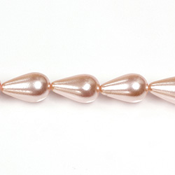 Czech Glass Pearl Bead - Pear 18x11MM LT ROSE 70424
