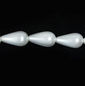 Czech Glass Pearl Bead - Pear 27x15 SNOW WHITE 70400
