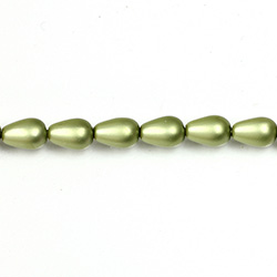 Czech Glass Pearl Bead - Pear 09x6MM MATTE DARK OLIVE