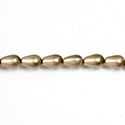 Czech Glass Pearl Bead - Pear 09x6MM MATTE LT BROWN