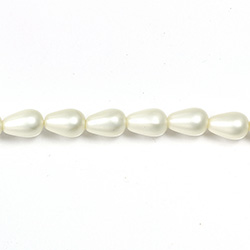 Czech Glass Pearl Bead - Pear 09x6MM MATTE WHITE