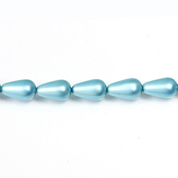 Czech Glass Pearl Bead - Pear 12x7MM MATTE AQUA