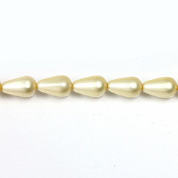 Czech Glass Pearl Bead - Pear 12x7MM MATTE CR?ME