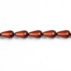 Czech Glass Pearl Bead - Pear 12x7MM MATTE DARK COPPER