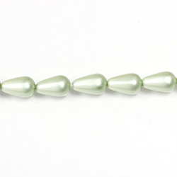 Czech Glass Pearl Bead - Pear 12x7MM MATTE MINT