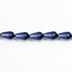 Czech Glass Pearl Bead - Pear 12x7MM MATTE NAVY
