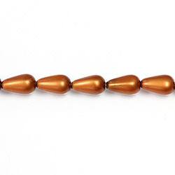 Czech Glass Pearl Bead - Pear 12x7MM MATTE PUMPKIN