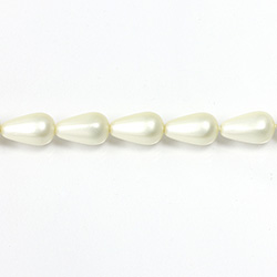 Czech Glass Pearl Bead - Pear 12x7MM MATTE WHITE