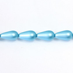 Czech Glass Pearl Bead - Pear 15x8MM MATTE AQUA