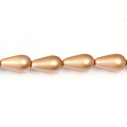 Czech Glass Pearl Bead - Pear 15x8MM MATTE COPPER