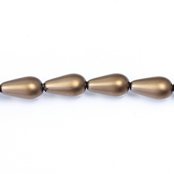 Czech Glass Pearl Bead - Pear 15x8MM MATTE DARK BROWN