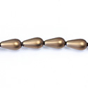 Czech Glass Pearl Bead - Pear 15x8MM MATTE DARK BROWN