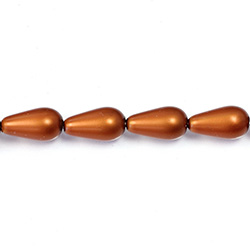 Czech Glass Pearl Bead - Pear 15x8MM MATTE DARK COPPER