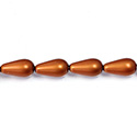 Czech Glass Pearl Bead - Pear 15x8MM MATTE DARK COPPER
