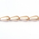 Czech Glass Pearl Bead - Pear 15x8MM MATTE DARK ROSE