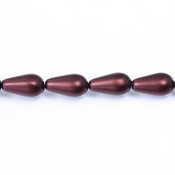 Czech Glass Pearl Bead - Pear 15x8MM MATTE GARNET