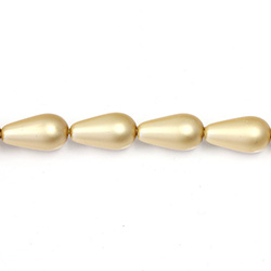 Czech Glass Pearl Bead - Pear 15x8MM MATTE GOLD
