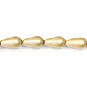 Czech Glass Pearl Bead - Pear 15x8MM MATTE GOLD