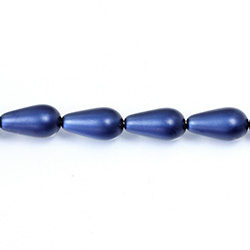 Czech Glass Pearl Bead - Pear 15x8MM MATTE NAVY