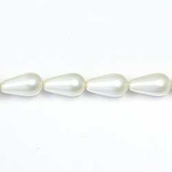Czech Glass Pearl Bead - Pear 15x8MM MATTE WHITE