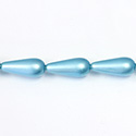 Czech Glass Pearl Bead - Pear 20x9MM MATTE AQUA