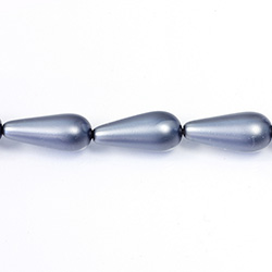 Czech Glass Pearl Bead - Pear 20x9MM MATTE DARK GREY