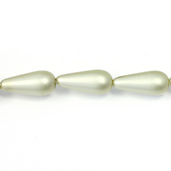 Czech Glass Pearl Bead - Pear 20x9MM MATTE LT OLIVE