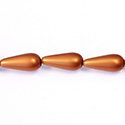 Czech Glass Pearl Bead - Pear 20x9MM MATTE PUMPKIN