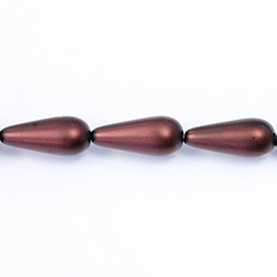 Czech Glass Pearl Bead - Pear 20x9MM MATTE RUST